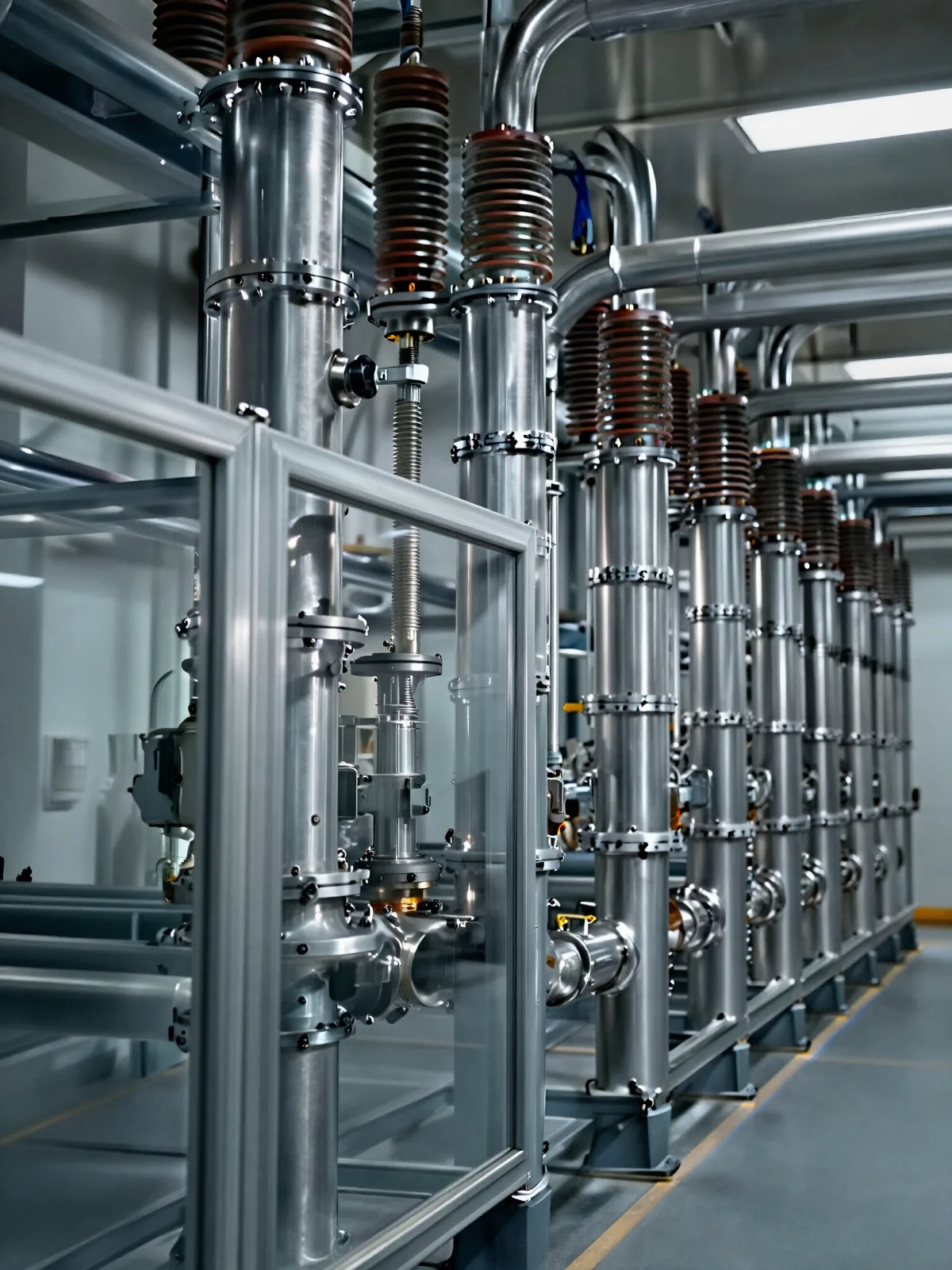 Instalación industrial con líneas de cañerías y equipos